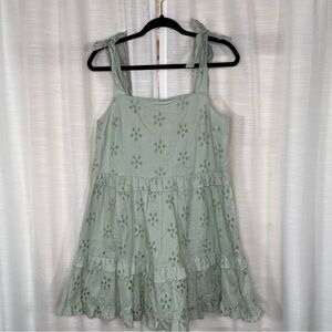 ASOS Design sage green eyelet babydoll dress